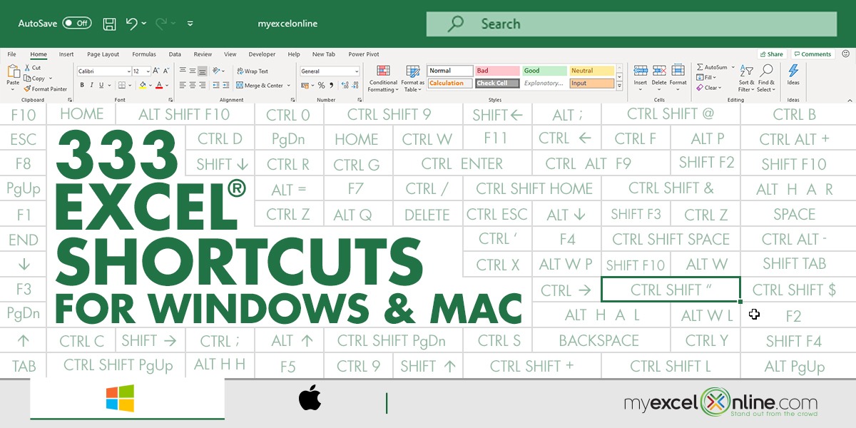 excel shortcuts for mac and windows